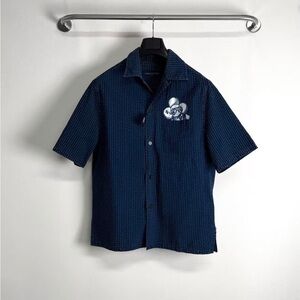 Authentic Louis Vuitton Dark Blue Men's Shirt with Graphic Accent